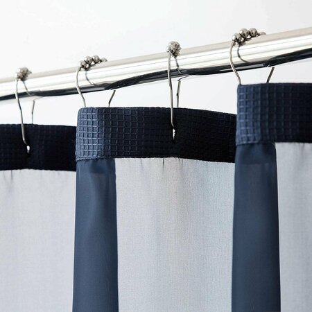 HOMEROOTS 72 x 70 x 1 in. Navy Modern Grid Shower Curtain & Liner Set 399756